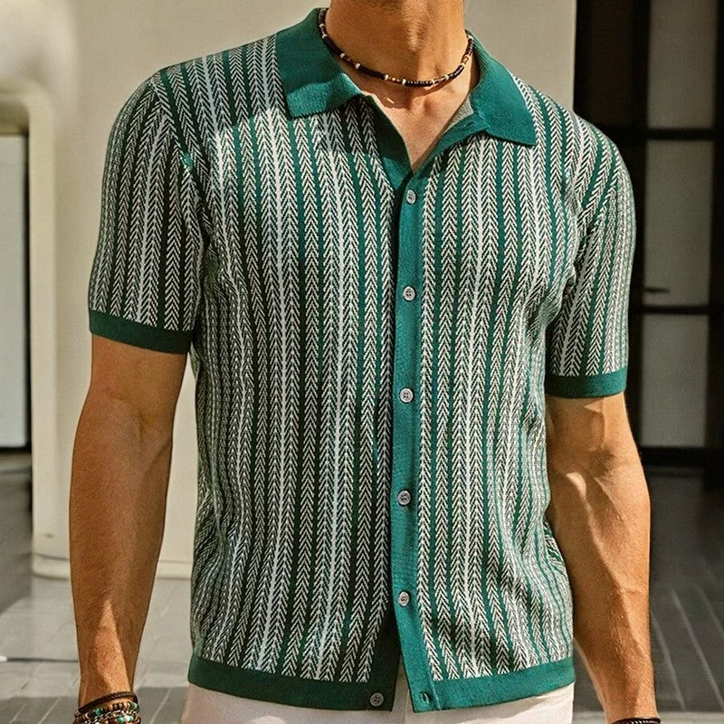 Herren Kontrastdesign Kurzarm Sommer Hemd