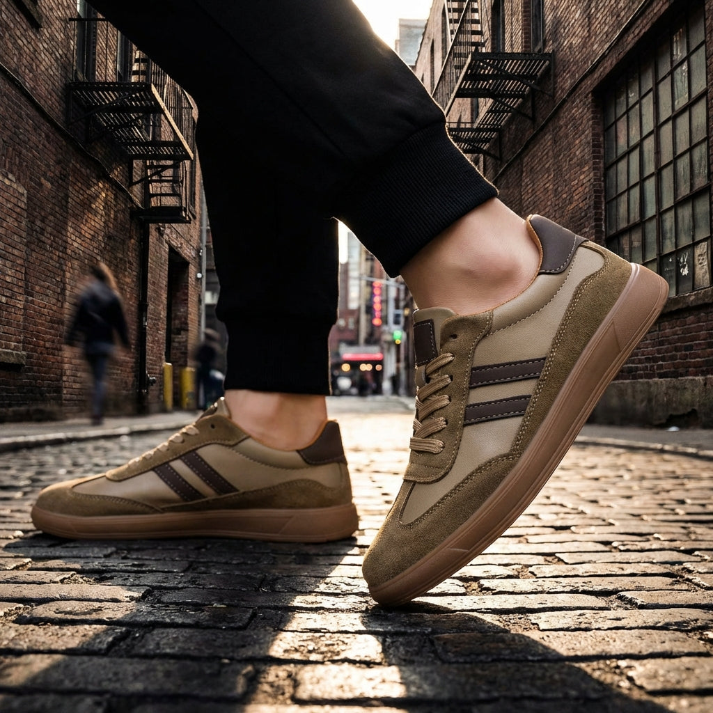 Herren Lässig Schnürung Streifen Sneakers