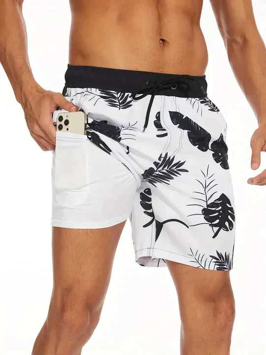 Herren Sportlicher Slim Fit Badehose mit Innenfutter