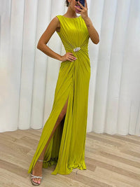 Eva | Damen Elegant Plissee Hochzeitsgastkleid