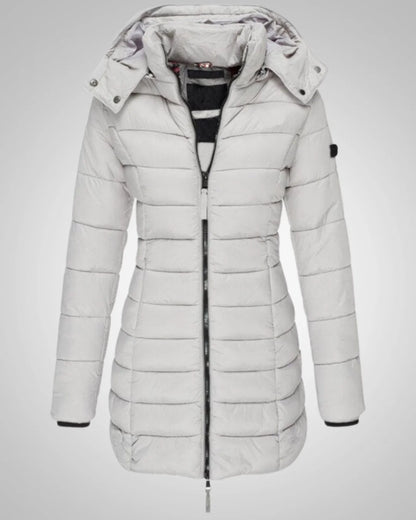 Ella | Damen Lange Kapuzen Winter Daunenjacke