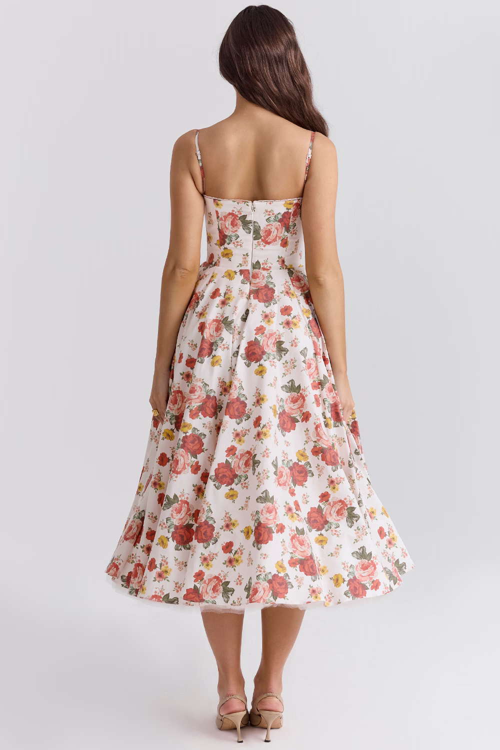 Damen Sommer Spaghettiträger Hochzeitsgast Midikleid