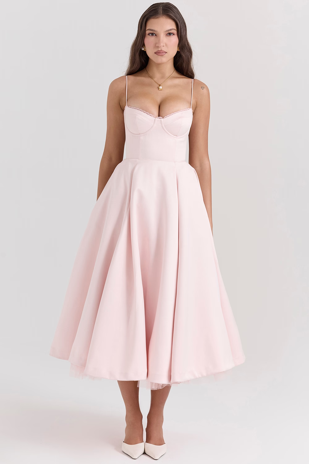 Damen Sommer Spaghettiträger Hochzeitsgast Midikleid