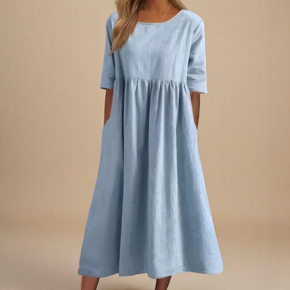 Amara | Damen Lässig Relaxed Fit Sommer Midikleid