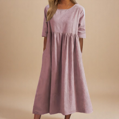 Ella | Damen Lässig Relaxed Fit Sommer Midikleid