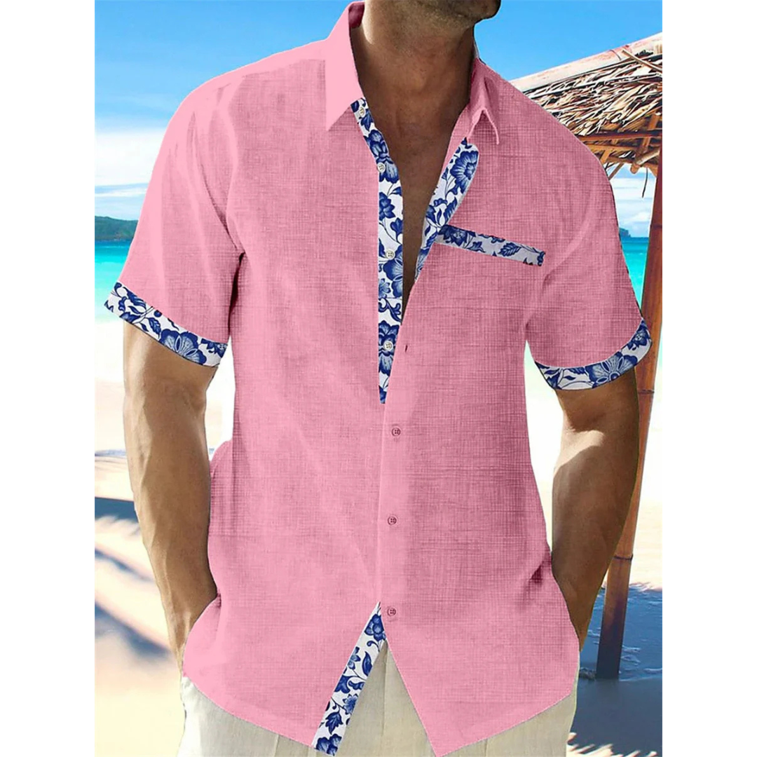 Herren Leinen Sommer Kurzarmhemd