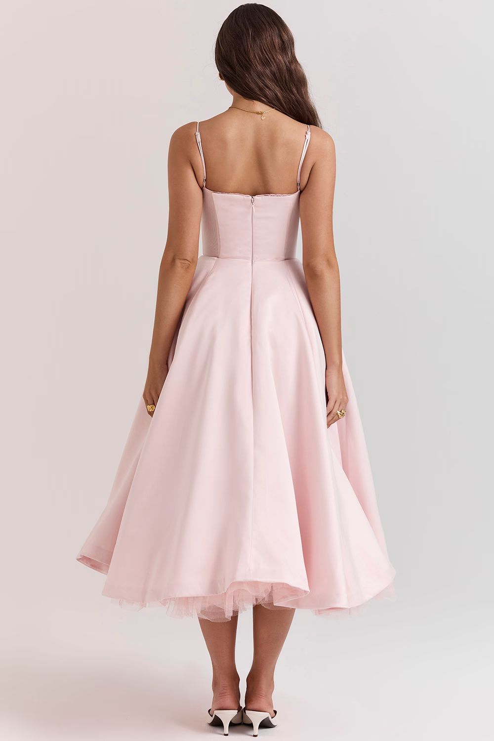 Damen Sommer Spaghettiträger Hochzeitsgast Midikleid