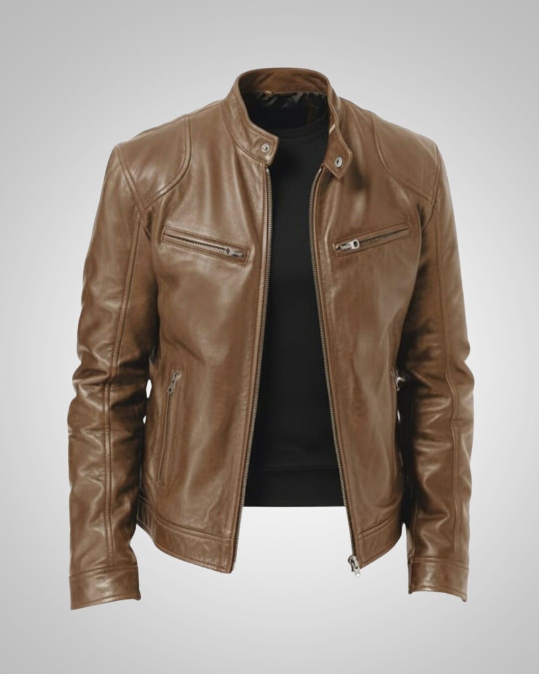 Ralf | Herren Leder-Bikerjacke mit Reissverschluss