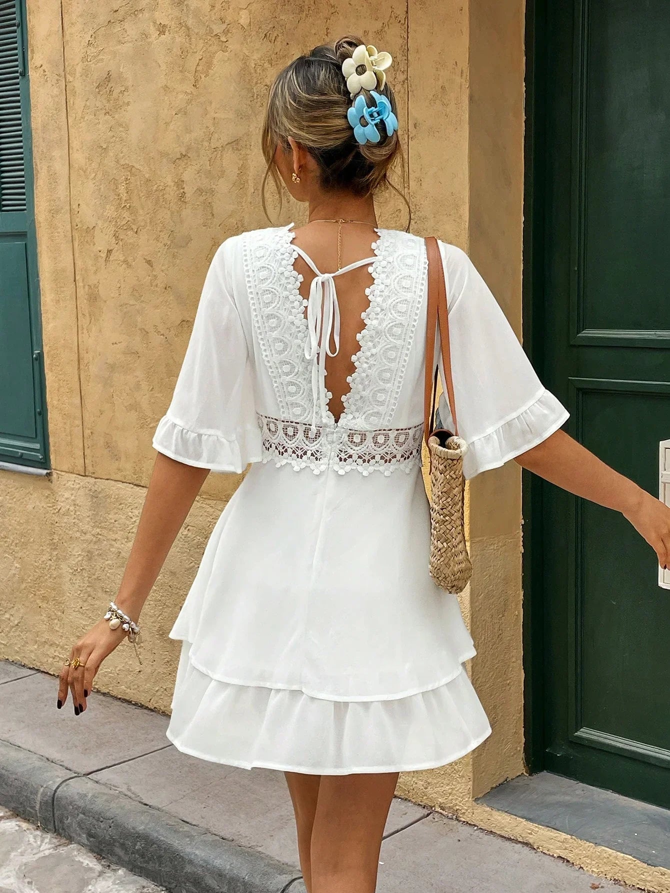Damen Elegant Rüschen Boho Sommerkleid