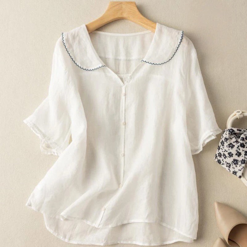 Damen Vintage Bluse mit Knopfdetail und femininem Schnitt