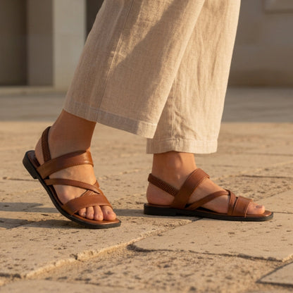 Damen Sommer Mehrriemen Fersenriemen Sandalen