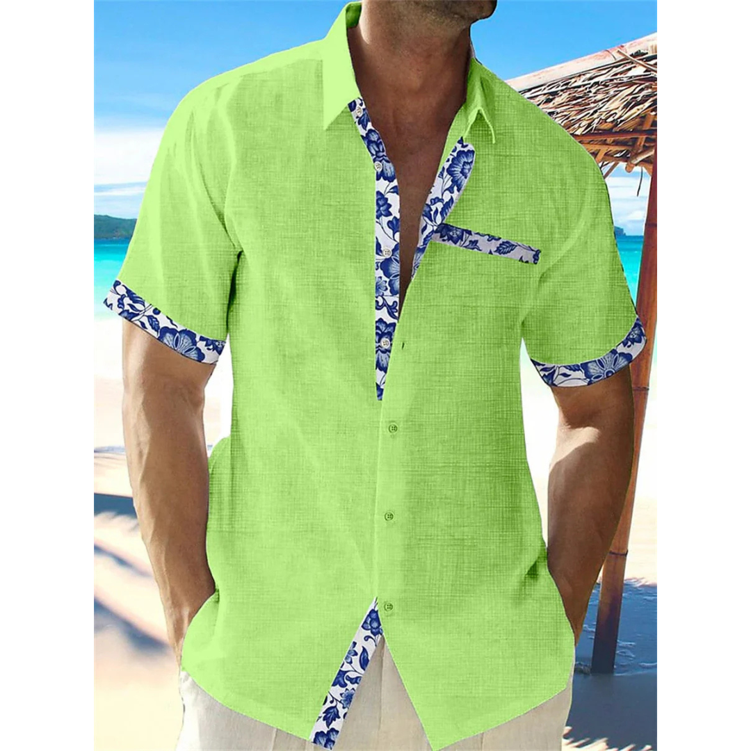 Herren Leinen Sommer Kurzarmhemd