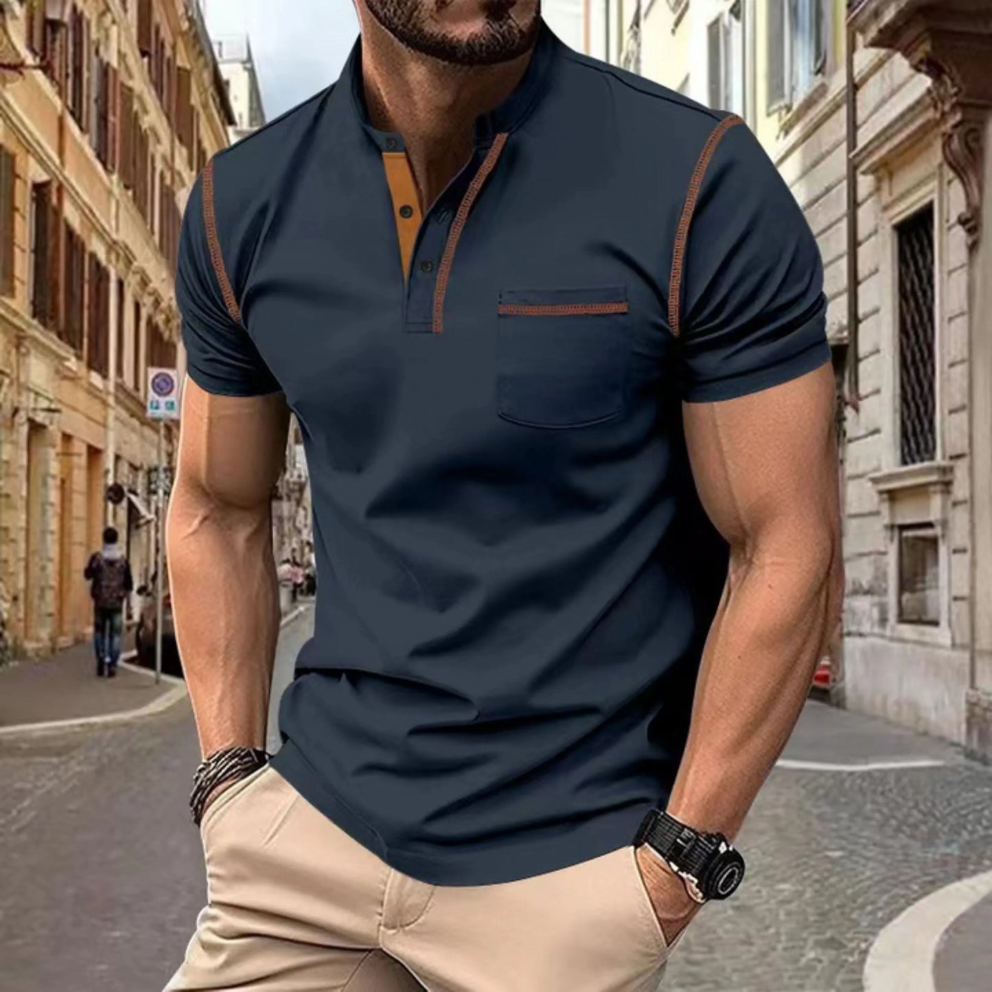 Herren Sommer Kurzarm Slim Fit Poloshirt