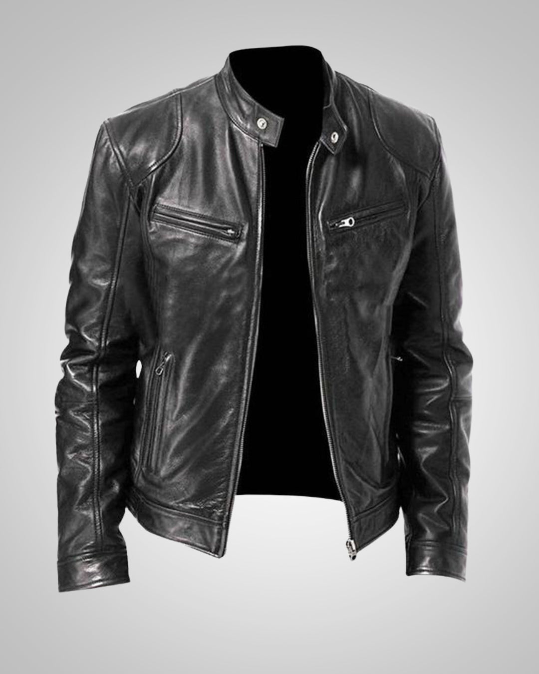 Ralf | Herren Leder-Bikerjacke mit Reissverschluss