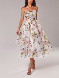 Cecile | Damen Geblümtes A-Linien Midikleid