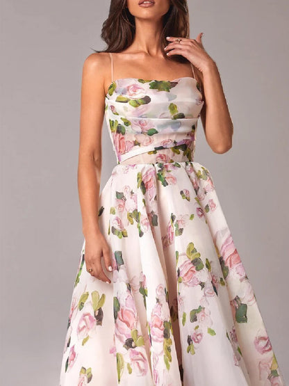 Gudrun | Damen Sommer Schmale Träger Hochzeitsgastkleid