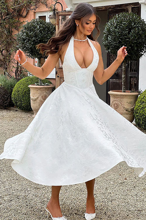 Lena | Damen Elegantes A-Linien Hochzeitsgast Kleid