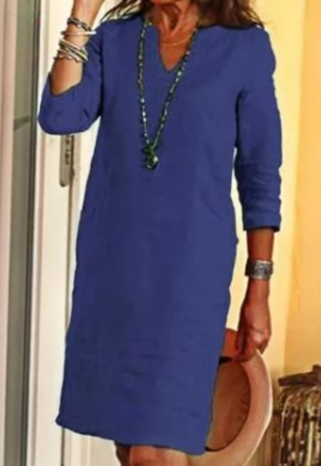 Damen Kerbausschnitt Sommer Midi Kleid