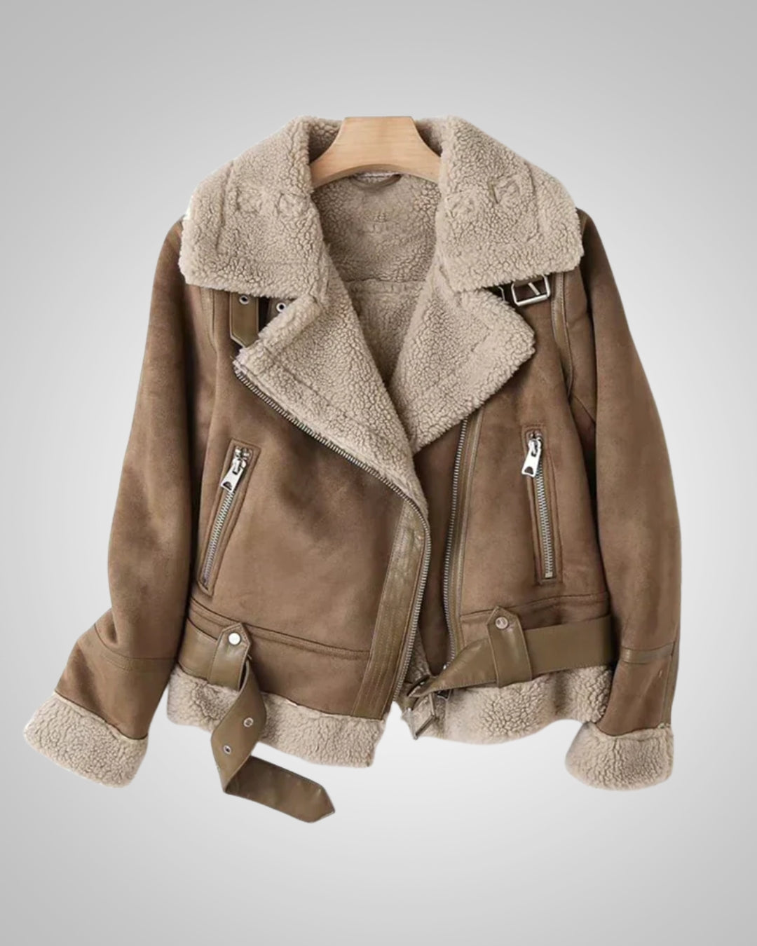 Vanessa | Damen Leder Sherpa Bikerjacke