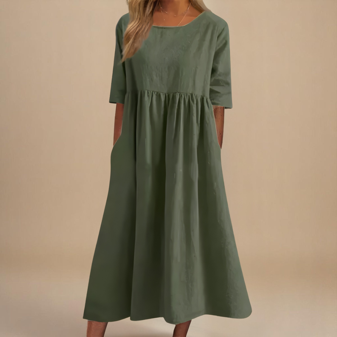 Amara | Damen Lässig Relaxed Fit Sommer Midikleid