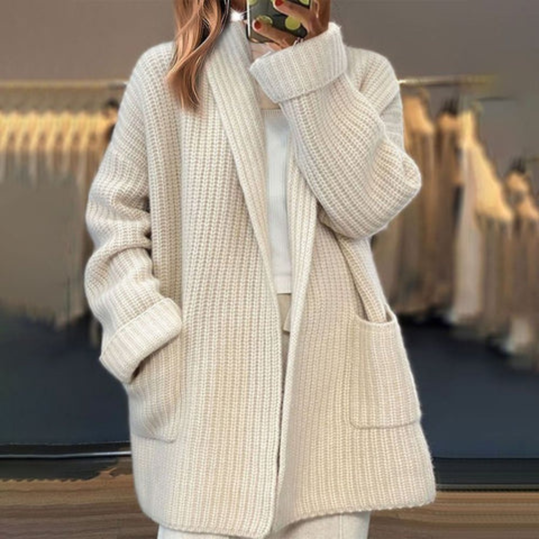 Annika | Damen Komfort Gestrickte Strickjacke