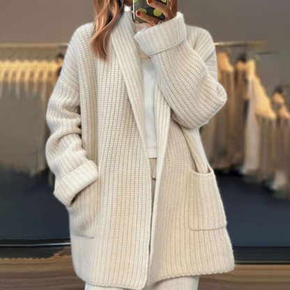 Annika | Damen Komfort Gestrickte Strickjacke
