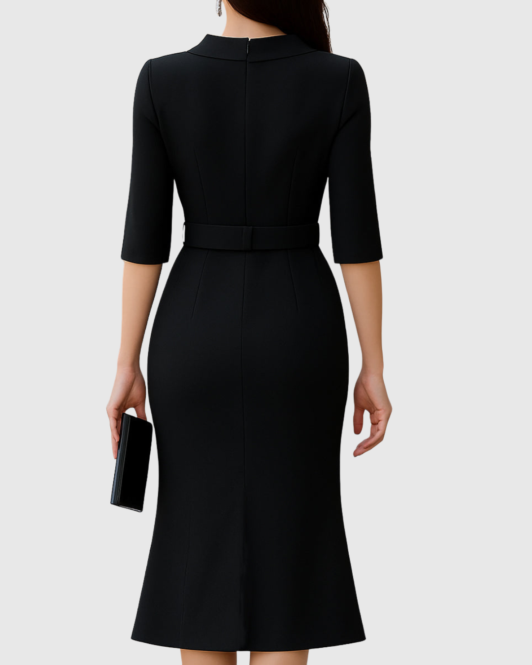 Damen Lässig Gürtel Asymmetrisch Midi Kleid