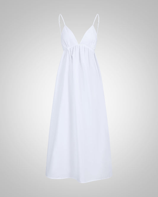 Damen Strand V-neckline Spaghetti Träger Midi Kleid