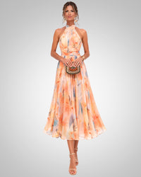 Monika | Damen Sommer Aquarell Halterneck Kleid