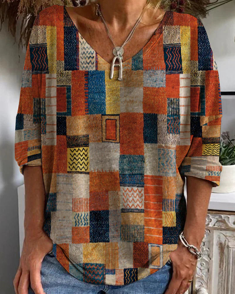 Damen Sommer V-Ausschnitt Tunika Bluse