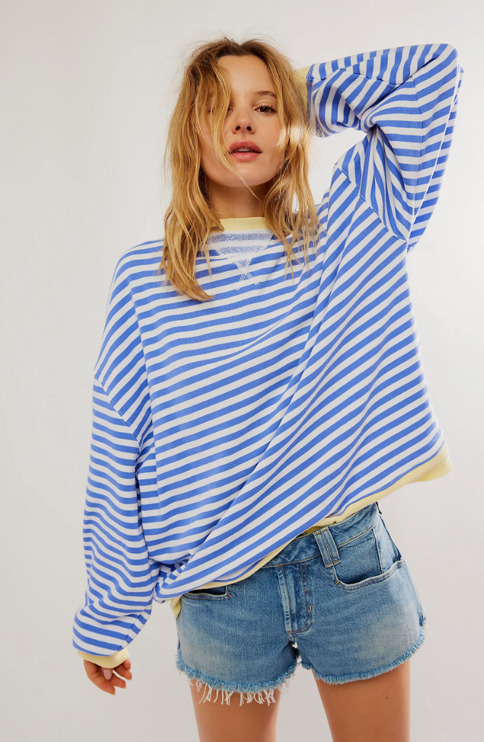Damen Lässig Rundhals Langarm Shirt Pullover