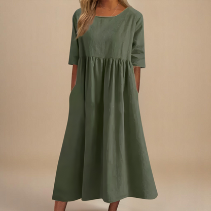 Ella | Damen Lässig Relaxed Fit Sommer Midikleid
