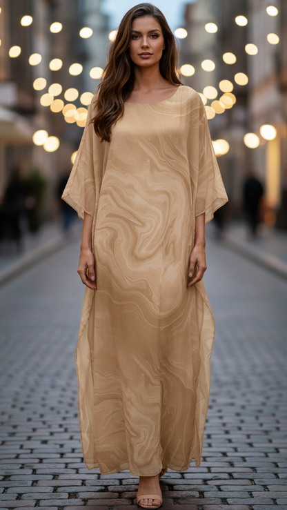 Hannelore | Damen Lässiges Abstrakte Muster Maxi Kleid