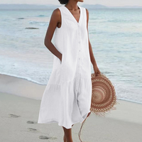 Lisa | Damen Ärmelloses Lässiges Sommer Maxikleid