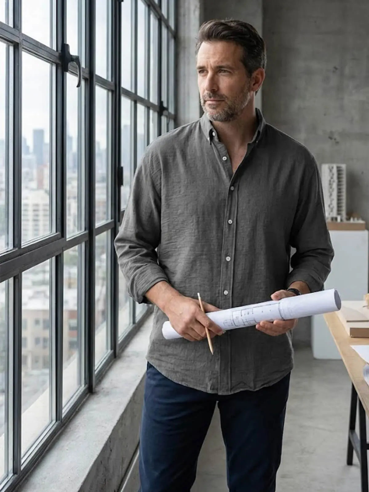 Herren Button-Down Langarmhemd | Zeitlos und komfortabel