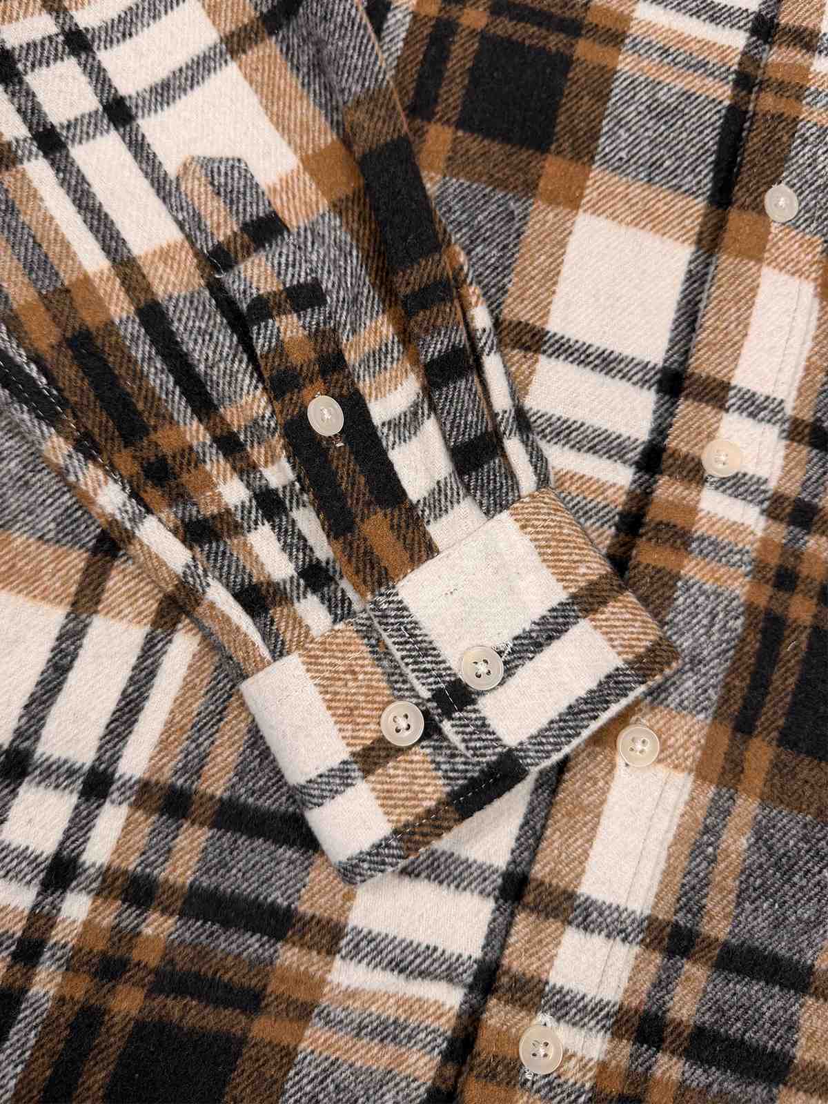 Paul | Herren Kariertes Taschen Langarm Hemd