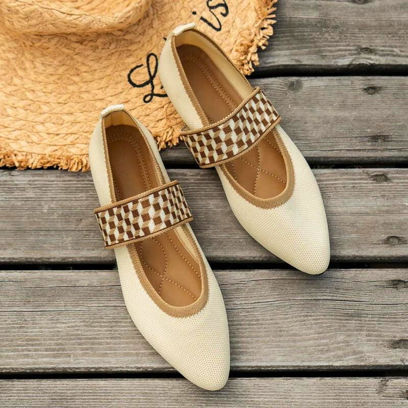 Damen Lässige Spitze Slip-On Ballerina Sandalen