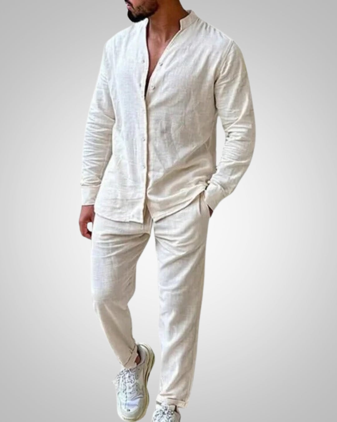Herren Zweiteiler Stehkragen Sommer Set