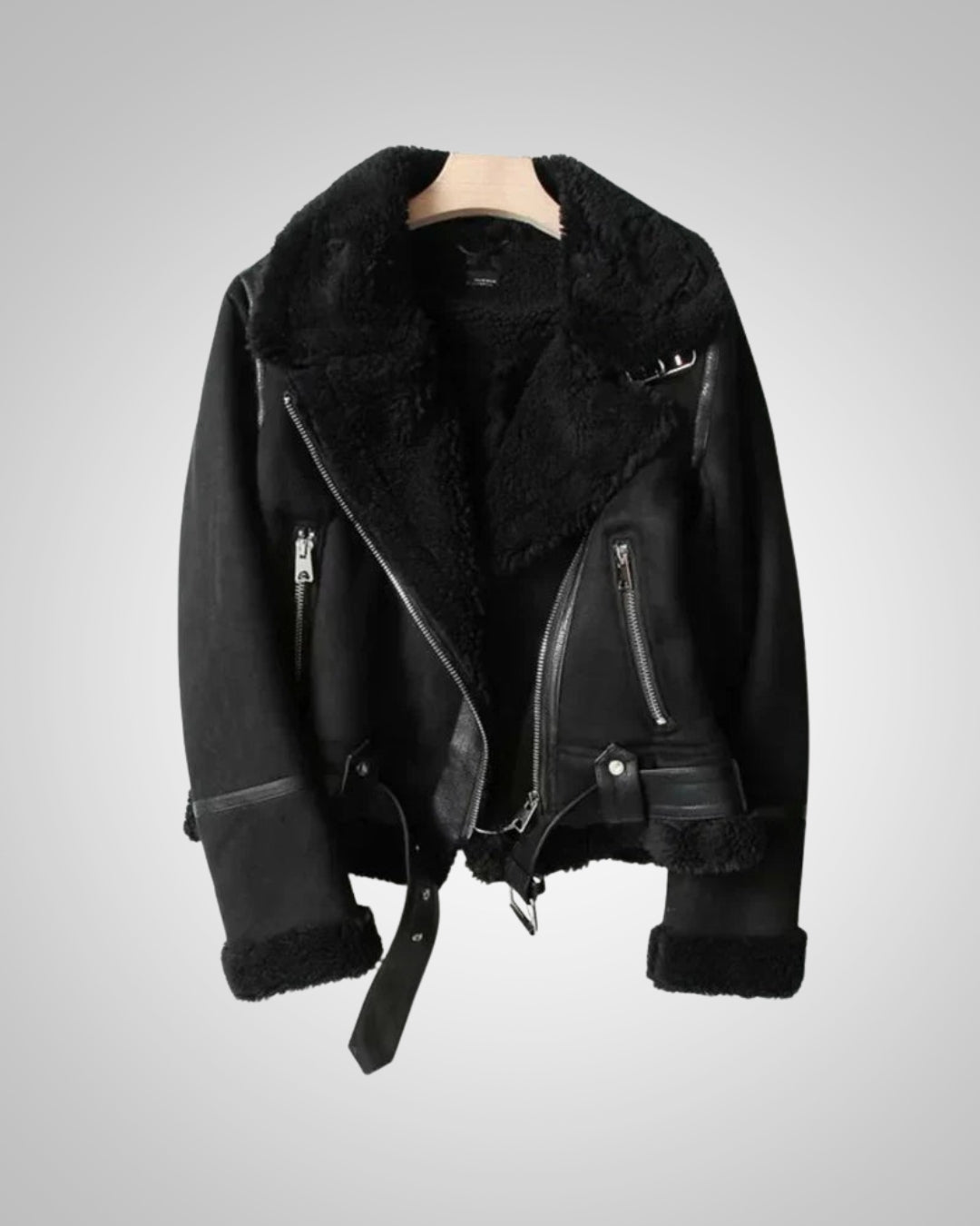 Vanessa | Damen Leder Sherpa Bikerjacke