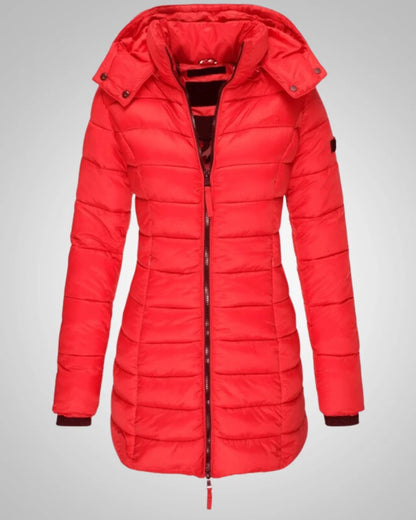 Ella | Damen Lange Kapuzen Winter Daunenjacke