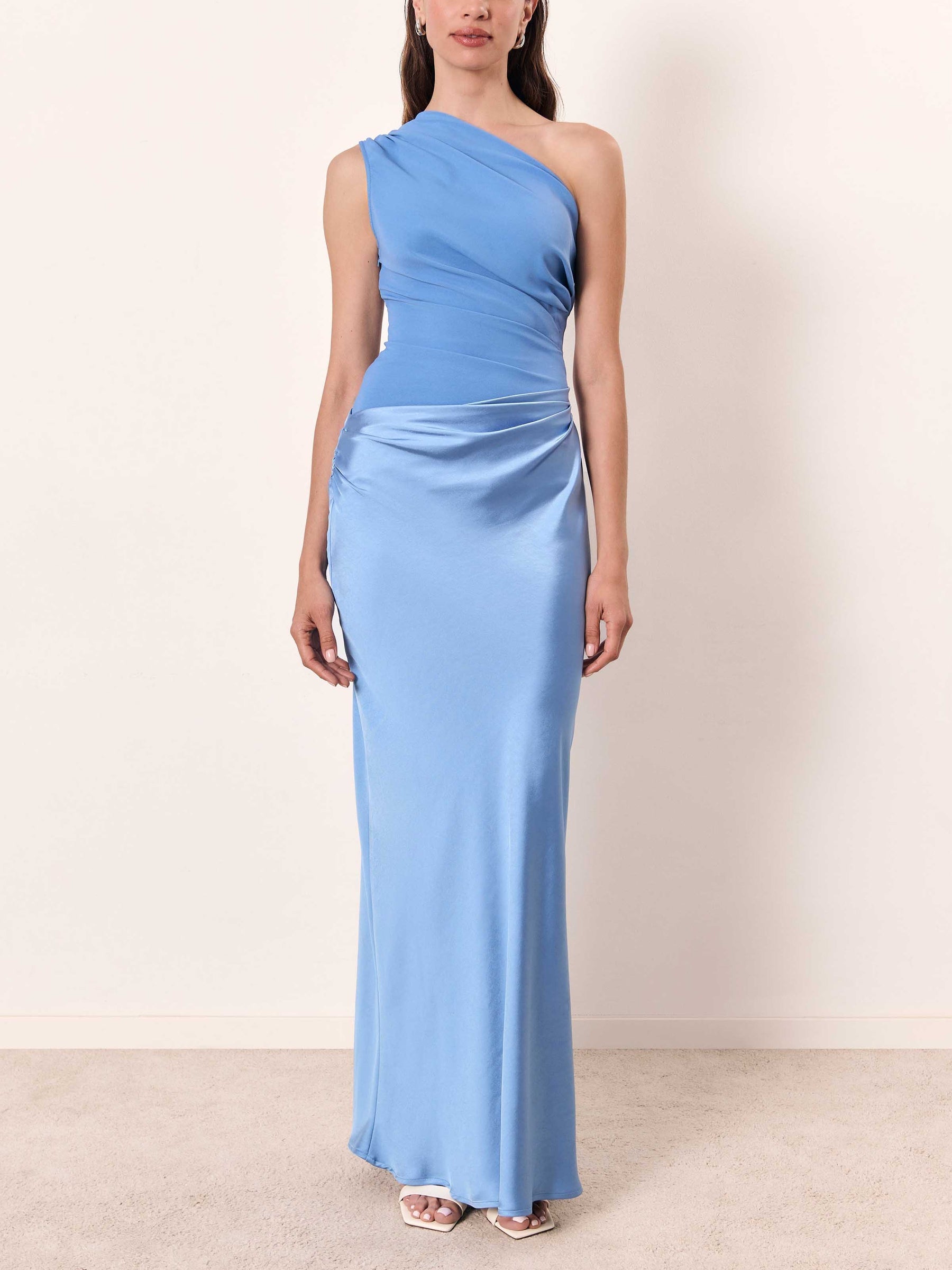 Damen Elegantes One-Shoulder Hochzeitsgast Maxikleid