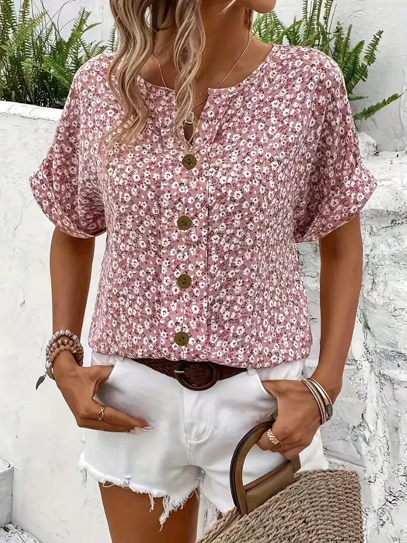 Damen Casual Kurzarm Sommer Bluse