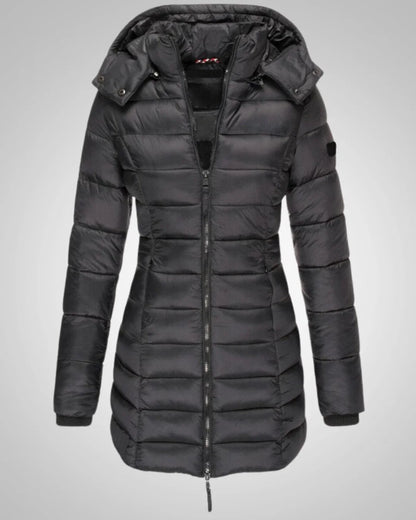 Ella | Damen Lange Kapuzen Winter Daunenjacke