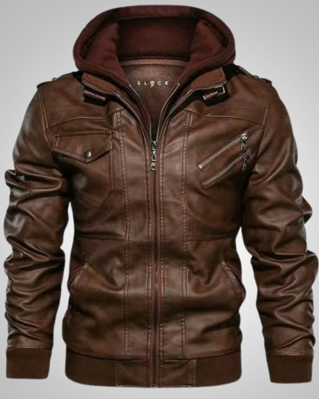 Emil | Herren Klassiker Leder Jacke mit Kapuze