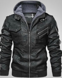 Emil | Herren Klassiker Leder Jacke mit Kapuze