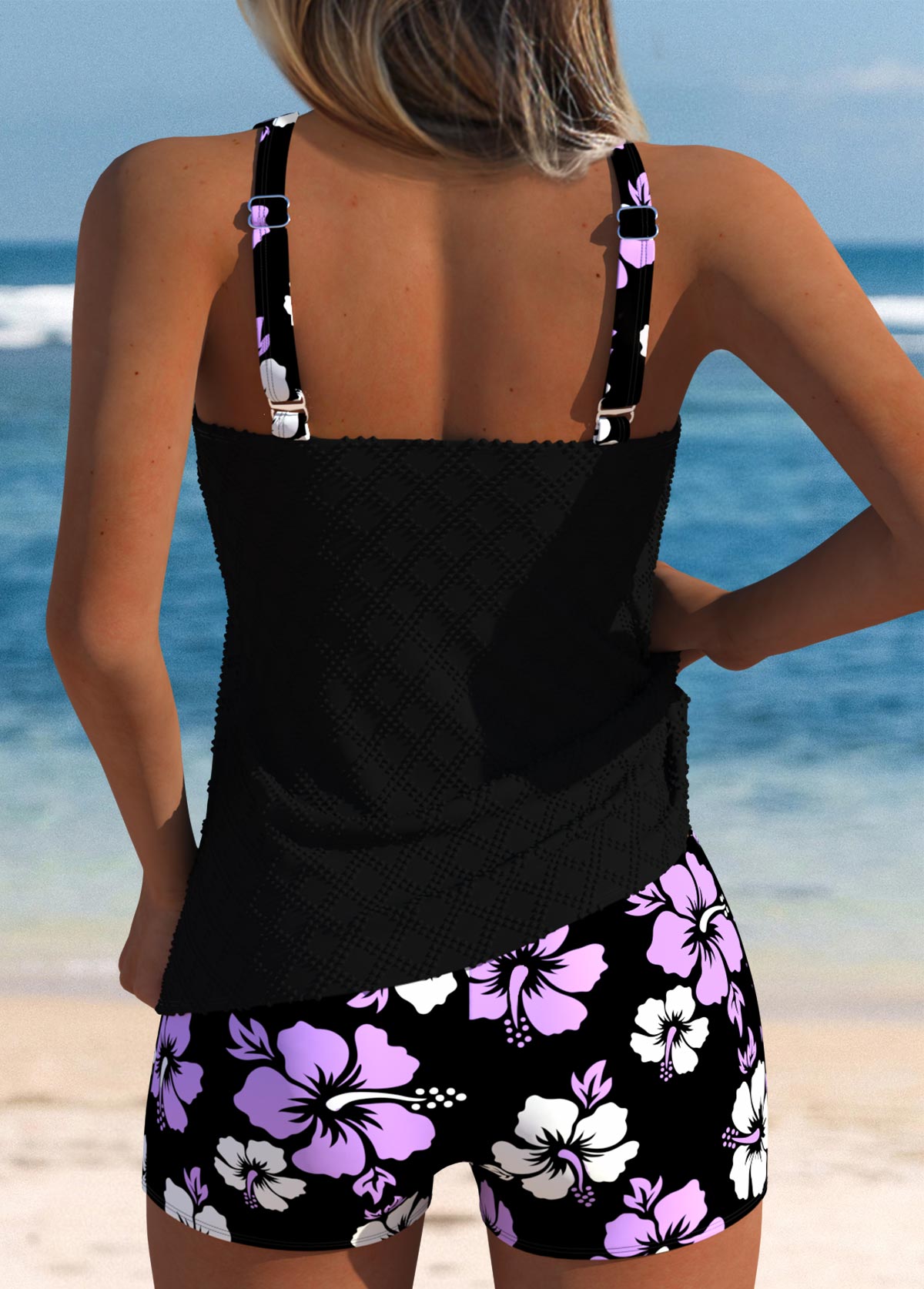 Damen Sommer Rundhals Tankini Badeanzug