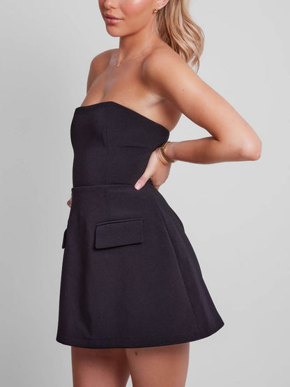 Romana | Damen Trägerloses A-Linien Minikleid
