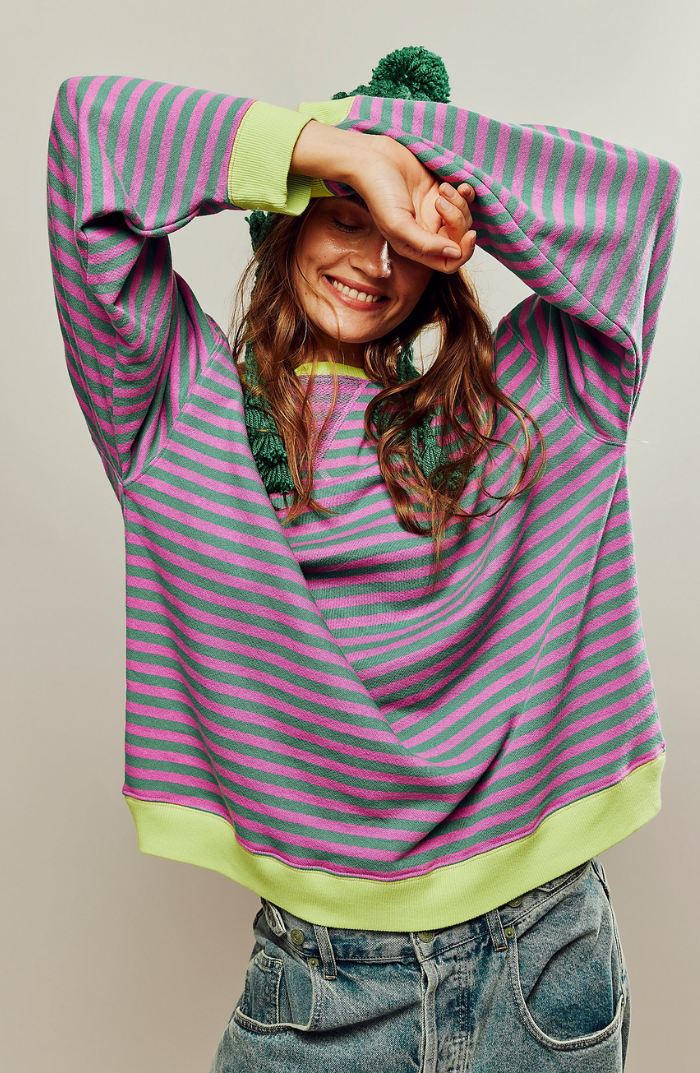 Damen Lässig Rundhals Langarm Shirt Pullover