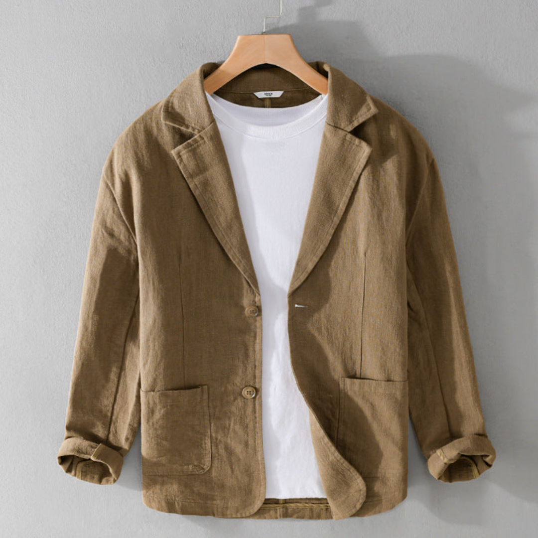Herren Sommer Reverskragen Leinen Blazer