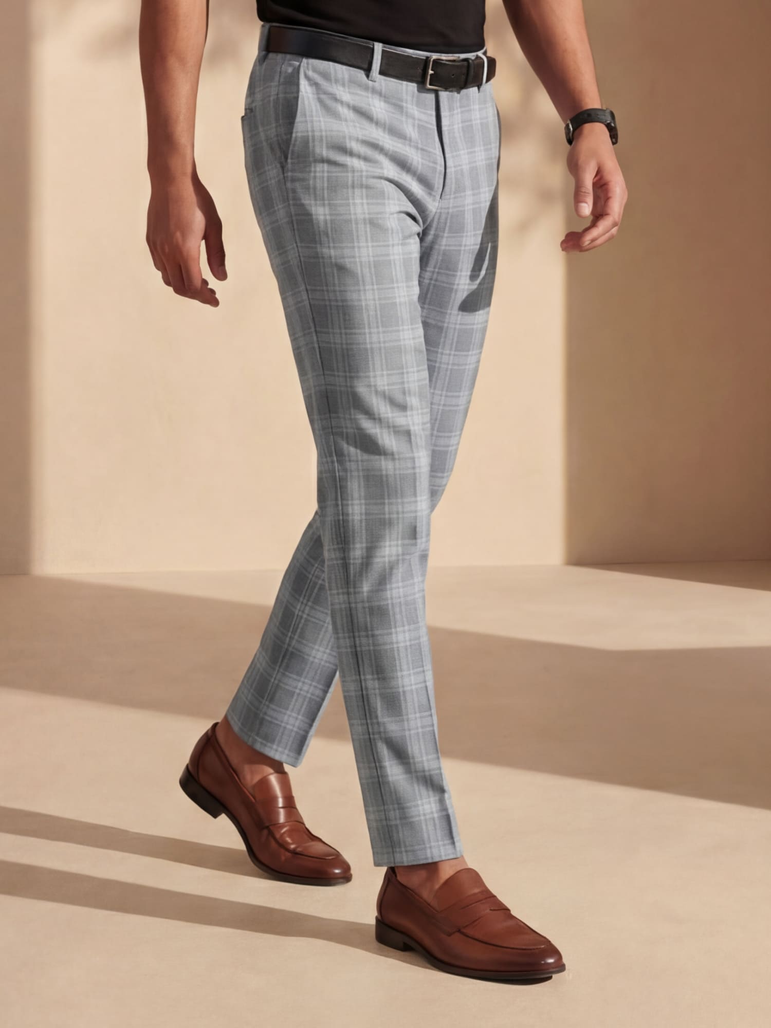 Herren Slim Fit Karierte Casual Chino Hose
